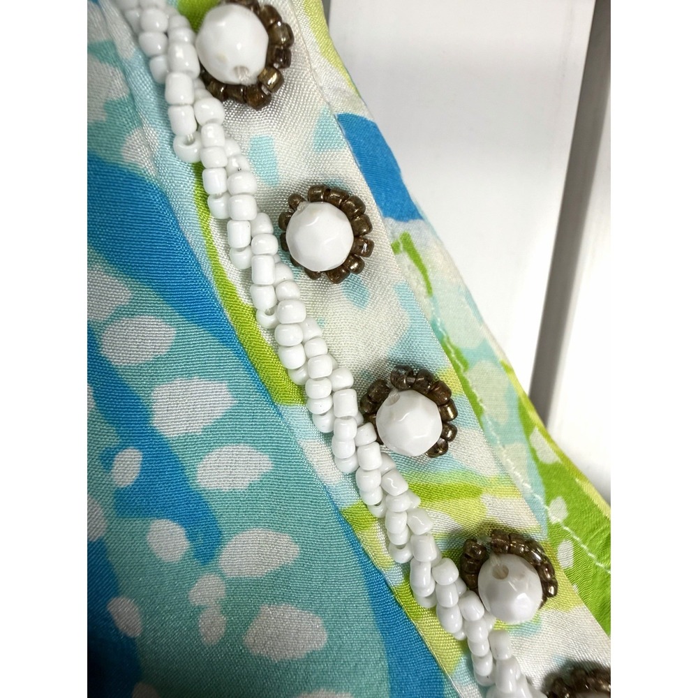 Lilly Pulitzer Sea Urchin Beaded 100% Silk Sleeveless Belted Top Women's Size 14 - Picture 3 of 11
